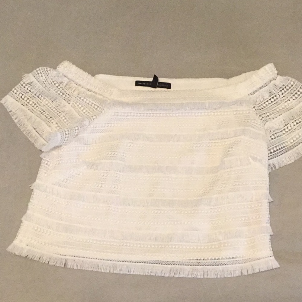 White off the shoulder lace top